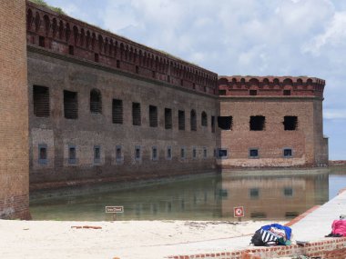 Florida'daki Dry Tortugas Milli Parkı'nda korumak için hendek ile Fort Jefferson bir tarafında Orta yakın. 