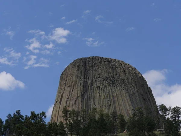 Primer Plano Parte Superior Torre Del Diablo Wyoming Con Hermosas — Foto de Stock