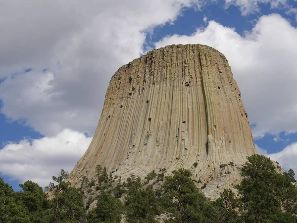 Cerca Hacia Arriba Disparó Torre Del Diablo Wyoming Primer Monumento — Foto de Stock