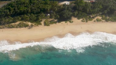 Culebra Adası, Porto Riko 'daki güzel beyaz Flamingo Sahili' nin havadan görünüşü.