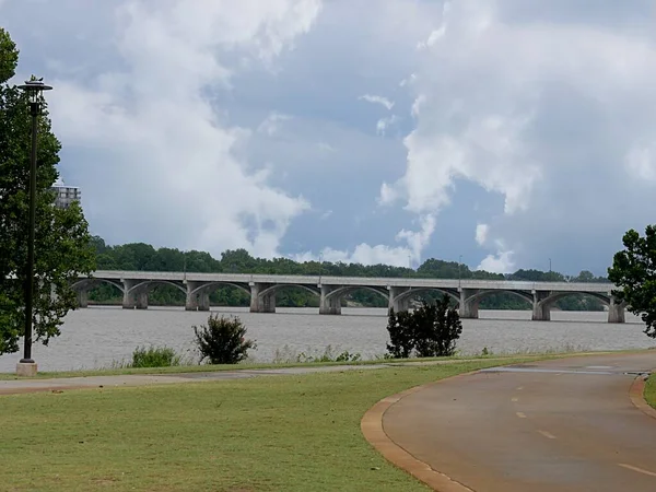 Perto Ponte Tulsa Sobre Rio Arkansas — Fotografia de Stock
