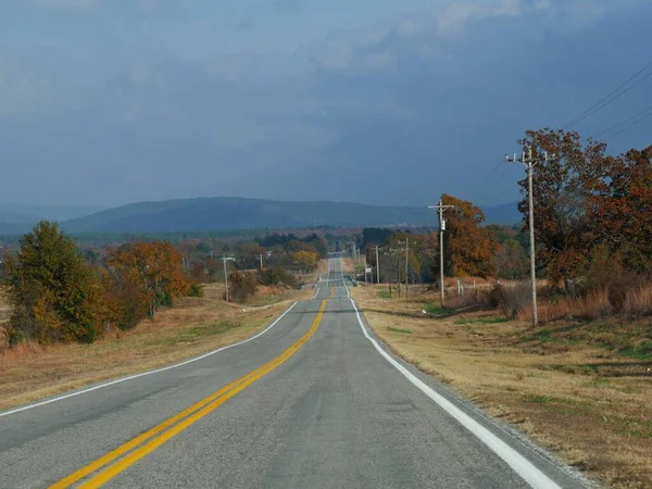 Long Roadside Scenes Highway Autumn — Stock Photo, Image
