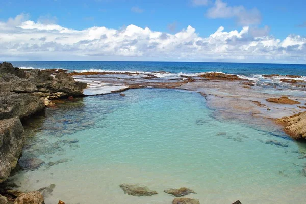 Frente Buraco Natação Rota Ilhas Marianas Norte Durante Maré Baixa — Fotografia de Stock