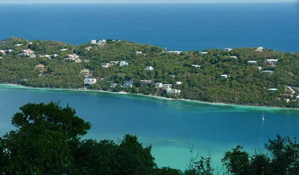 Vue Aérienne Des Eaux Bleues Baie Magens Thomas Îles Vierges — Photo