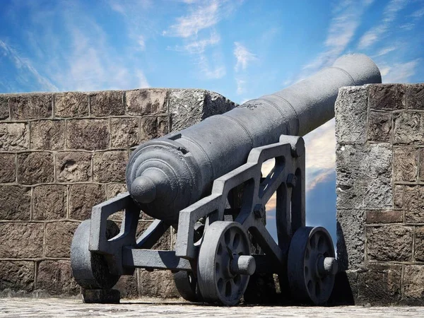 Back View Old Cannon Aimed High Ocean Brimstone Hill Fortress — Stock Photo, Image