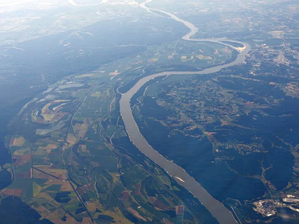 Mississippi Nehri Nin Louisiana Daki Tarım Arazilerinin Havadan Görünüşü — Stok fotoğraf