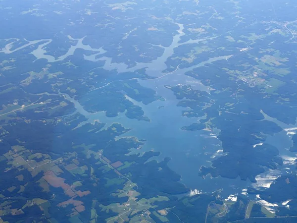Atlanta Havaalanı Georgia Dan Uçan Güzel Göllerin Hava Manzarası — Stok fotoğraf