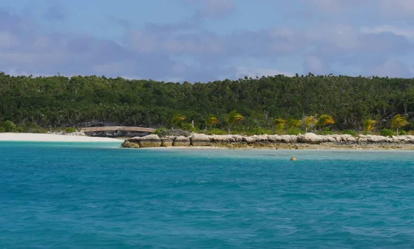 Idyllic Tropical Island Covered Lush Forests Exuma Cays Popular Tourist — Stock Photo, Image