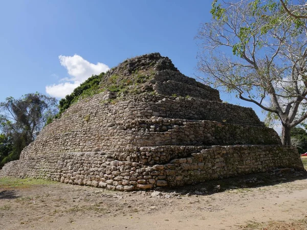 Wide Shot Old Stone Pyramid Limones One Mayan Ruins Village — Stock Photo, Image