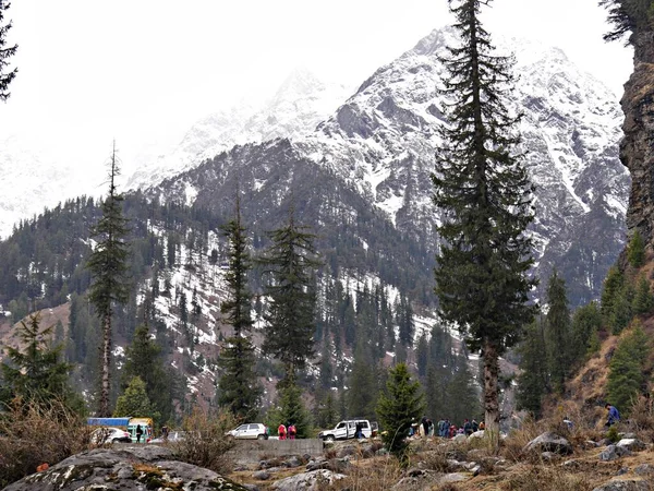 Solang Valley Himachal Pradesh India Marzo 2018 Turisti Visti Piedi — Foto Stock