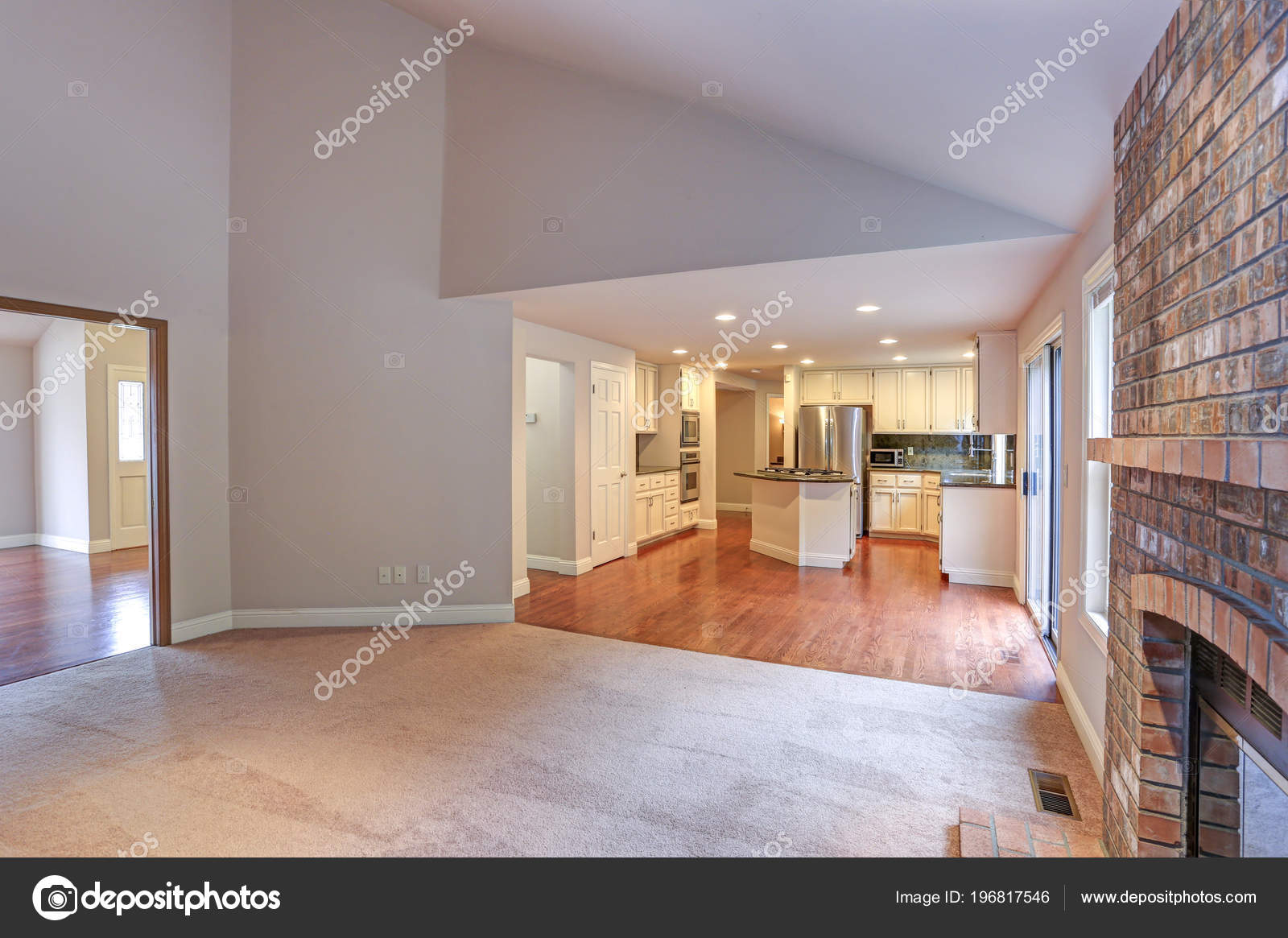 Living Room Vaulted Ceiling Cozy Wood Burning Fireplace