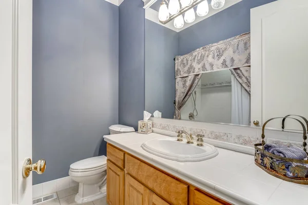 Baño Blanco Azul Una Casa Campo Lujo — Foto de Stock