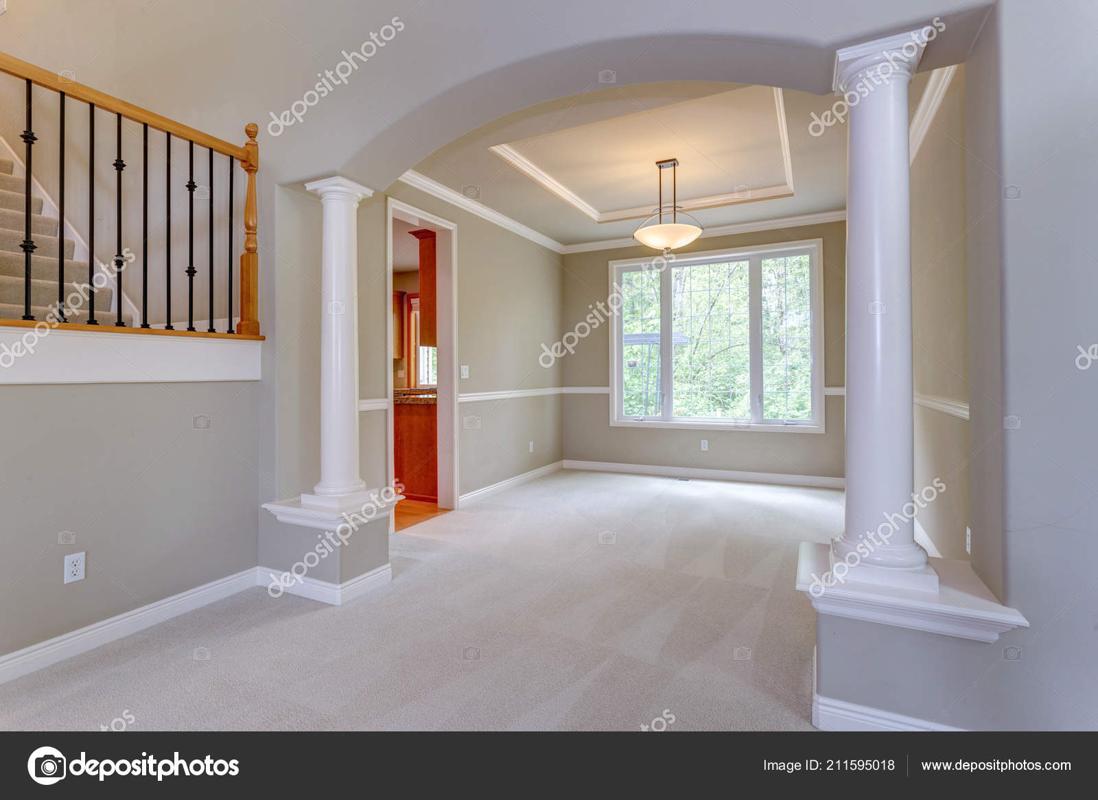 Dining Room Entrance With Columns Elegant Arched Entryway Empty