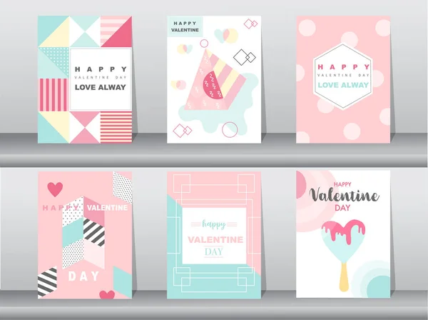 Jeu Carte Saint Valentin Sur Motif Rétro Design Amour Animal — Image vectorielle