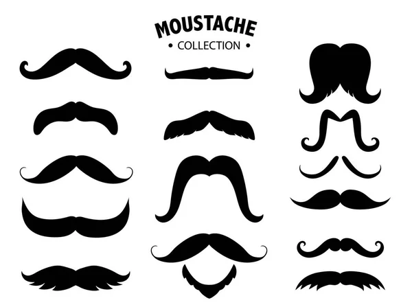 Set of mustaches silhouettes,Men's mustaches,Vector illustrations — Stock Vector