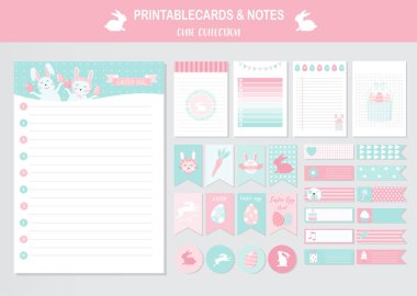 Hayvanlar ve sevimli vektör kartları, tavşan, bebek duş, yazdırılabilir, Etiketler, kartlar, şablonlar, notlar, çıkartmalar, Etiketler, hurda rezervasyon, tebrikler, davetiyeler, vektör çizimler seti