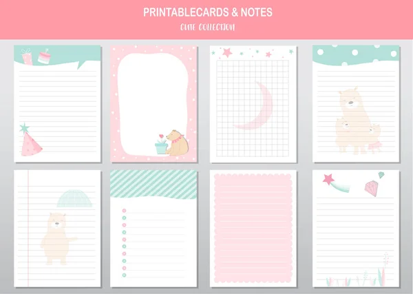 Conjunto de animales y tarjetas vectoriales lindo, osos, baby shower, imprimible, etiquetas, tarjetas, plantillas, Notas, Pegatinas, Etiquetas, Reserva de chatarra, Felicitaciones, Invitaciones, Ilustraciones vectoriales — Vector de stock