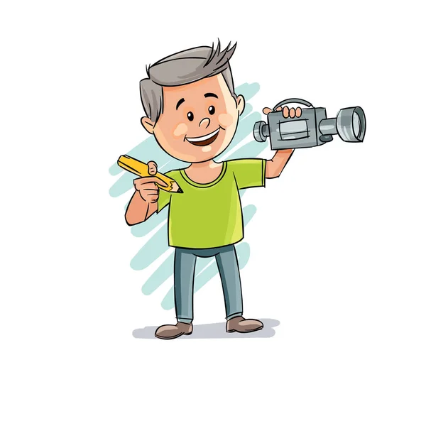 The man with the video camera — Stock Vector