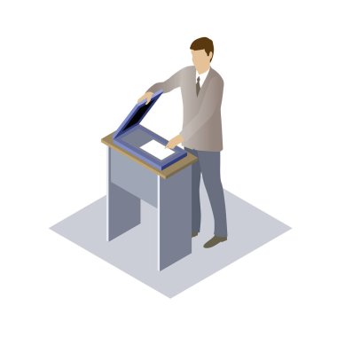 Ofiste bir adam var.