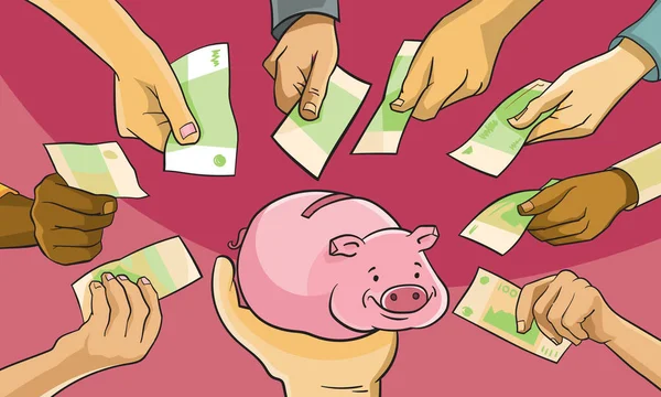 paralarını veya diğer kaynaklarını gönüllü olarak bir araya getiren bağışçıların toplu işbirliği,