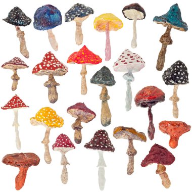 beyaz bir arka plan üzerinde yapay çok renkli el yapımı solucanlar