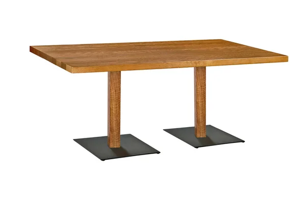 Wooden Stone Table White Background Iron Legs — Stock Photo, Image