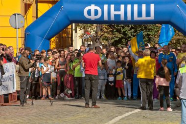 Chernivtsi, Ukrayna - 30 Eylül: tanımlanamayan koşucular 