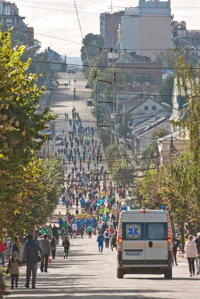 Chernivtsi Ukraine September Unidentified Runners Participating Bukovina Mile Charity Fun — Stock Photo, Image