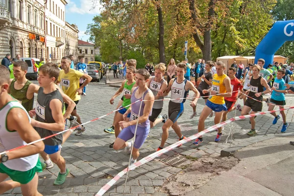 Chernivtsi Ukraine Setembro Atletas Que Participam Campeonato Ucrânia Uma Corrida — Fotografia de Stock