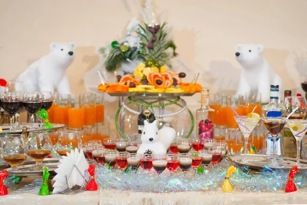 Snacks New Year Table Festive Food Catering Reception Decor — Stock Photo, Image