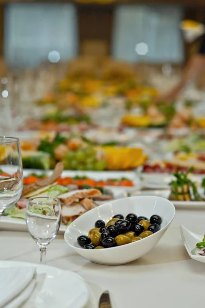 Delicious Dishes Table Restaurant Serving Table Stock Image