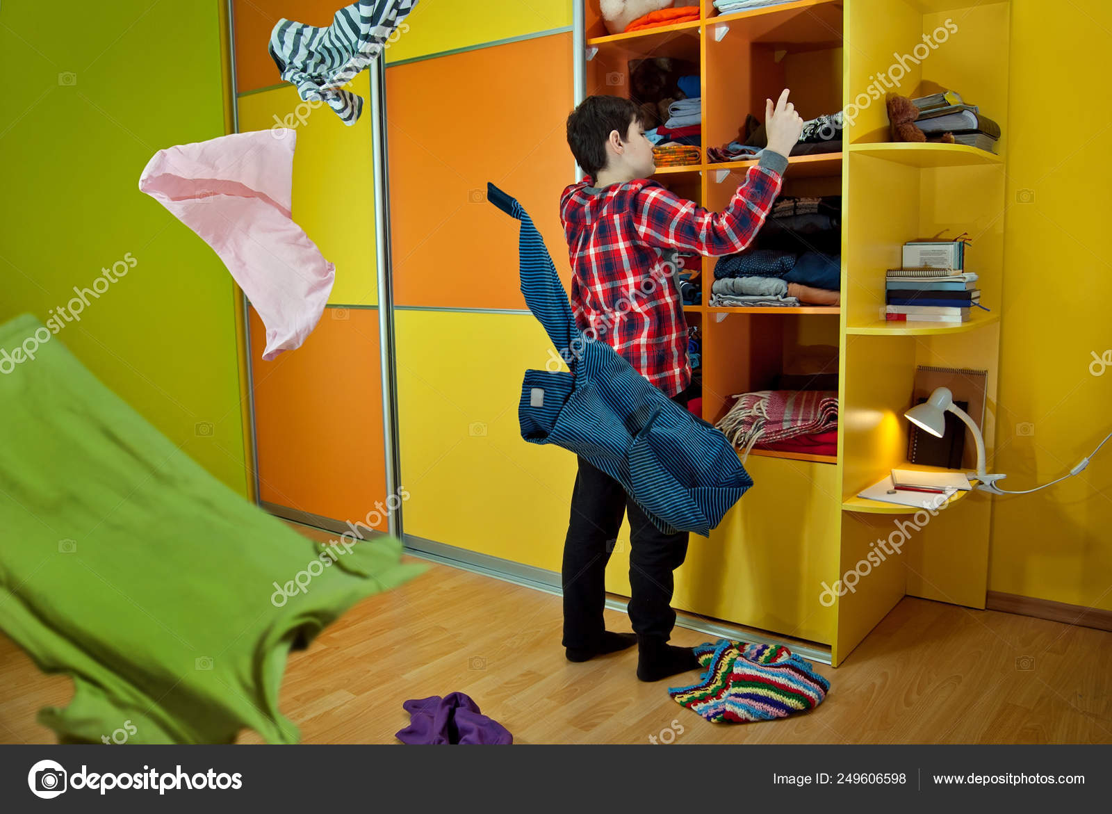 Guys Cleaned Room Children Make Things Closet Washing Stock