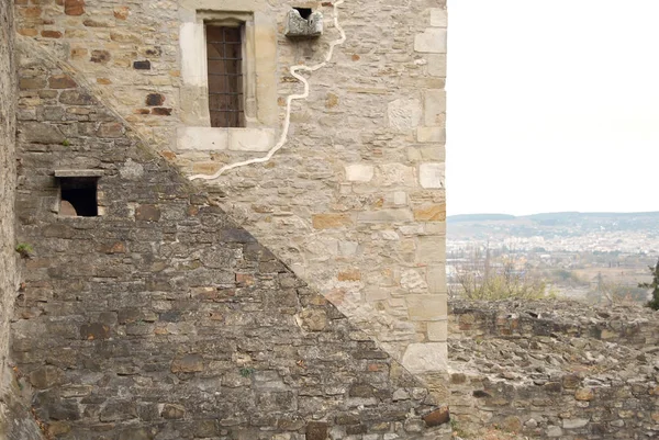 Стара Середньовічна Фортеця Кам Яна Стіна Елементи Фортеці — стокове фото
