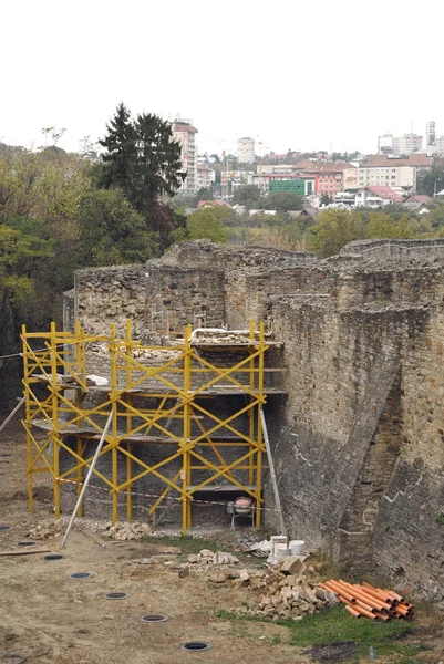 Old Medieval Fortress Restoration Walls Fortress Excavation — Stock Photo, Image