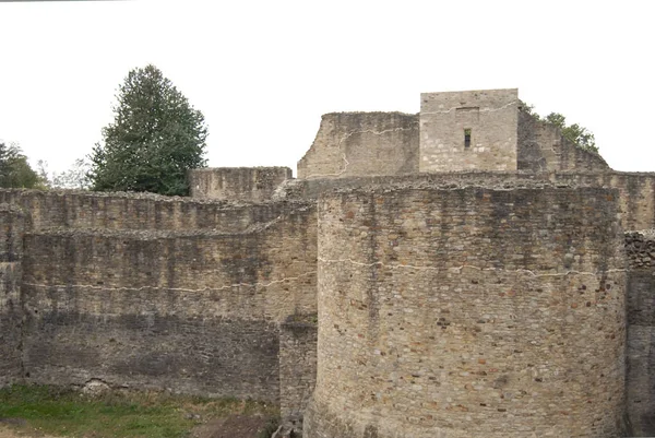 Une Vieille Forteresse Médiévale Mur Pierre Éléments Forteresse — Photo