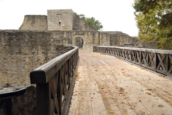 Una Vecchia Fortezza Medievale Muro Pietra Elementi Della Fortezza — Foto Stock