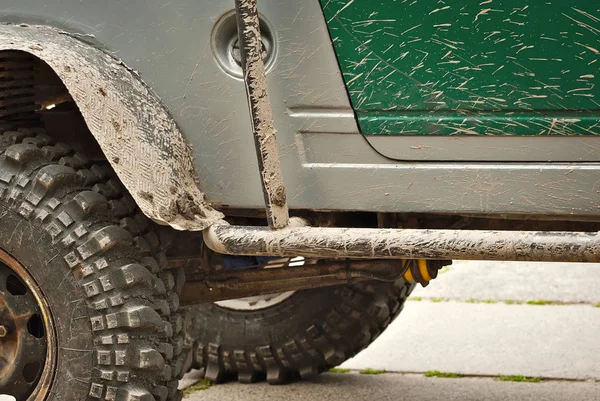 Wheels Lights Bumper Laced Swamp Dirty Parts Truck Close — Stock Photo, Image