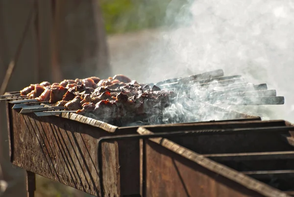 Kousky Masa Grilu Grilování Festivalu Sýr Pečené Telecí Špejlích — Stock fotografie