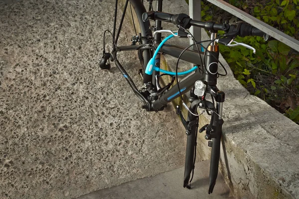 Bike Locked Metal Handrails Theft Bicycles Stolen Wheels — Stock Photo, Image