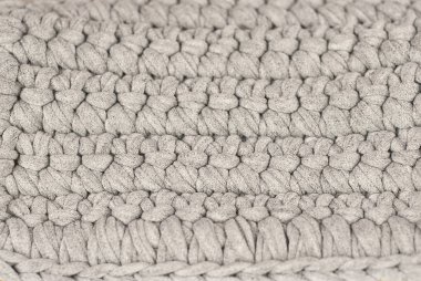 Hasır ürünlerin dokusu. Kaba yün iplik yakın plan.