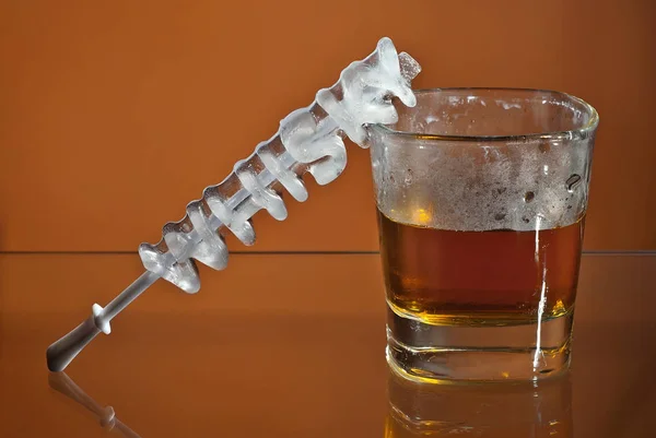 Alcoholic Drink Ice Transparent Glasses Wine Glass Cocktail Isolated Orange — Stock Photo, Image