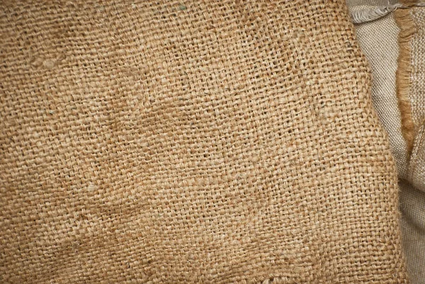 古い汚れた袋の閉鎖のテクスチャ トーンと汚れた布 編んだリネンのラグ — ストック写真