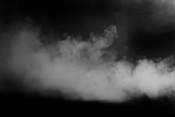 White Smoke Black Background Texture Scattered Smoke Blank Design Layout — Stock Photo, Image