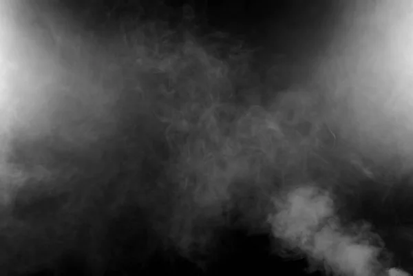 White Smoke Black Background Texture Scattered Smoke Blank Design Layout — Stock Photo, Image