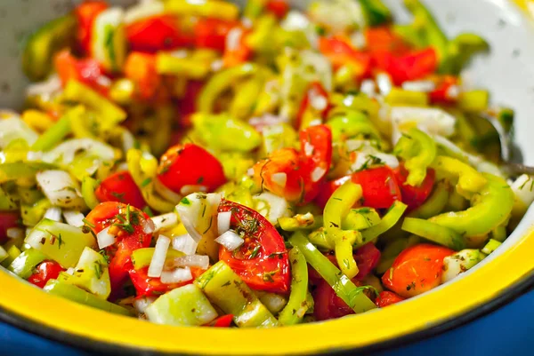 Lettuce Texture Close Fresh Salad Vegetables Tomatoes Cucumbers — Stock Photo, Image