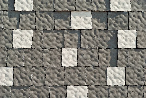 Textura Cobblestone Telha Calçada Uniformemente Dobrada Paralelepípedos Cinza Fechar — Fotografia de Stock