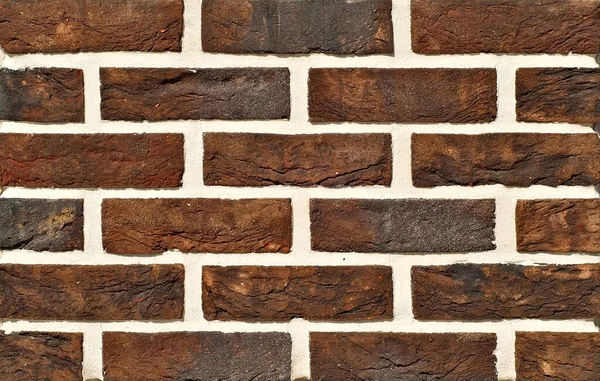 砖墙的剥落 新的砖头 展览上展示了墙壁或栅栏的样品 棕色的砖块关上了 — 图库照片