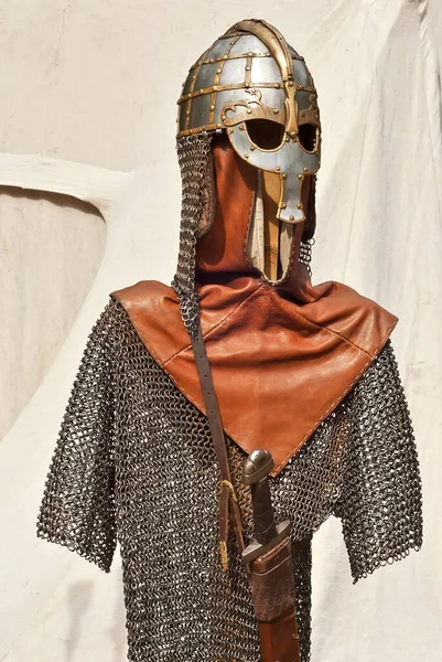 Demonstration Knightly Armor Reconstruction Weapons Clothing Middle Ages Clothes Soldiers — Stock Photo, Image