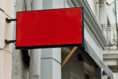 Binada dikdörtgen şeklinde işaret var. Boşluk ve boşluğu metin için kopyala. Tasarım için maket. Reklam için boş şablon.