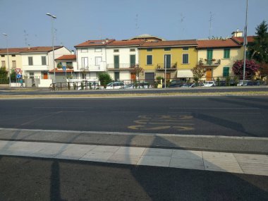 İtalya, Prato - 17 Haziran 2017: üzerinde 17 Haziran 2017, Prato Toskana, İtalya renkli evlerin görünümünü.